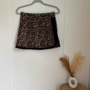 JoyLab Leopard Print Mini Skirt with Black Trim